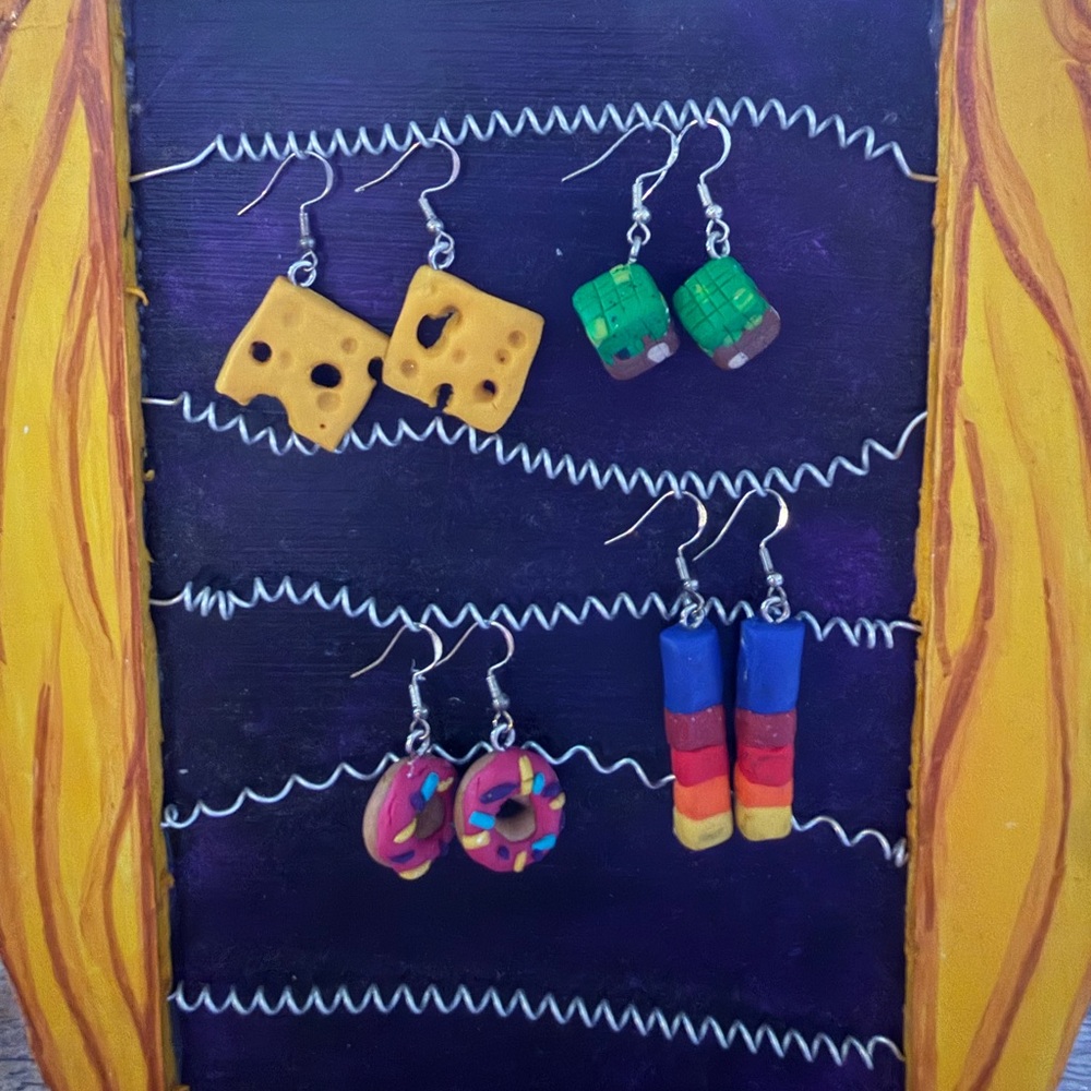 Handmade Yellow Cheese Dangle, donuts, Minecraft  Earrings - Women Jewelry